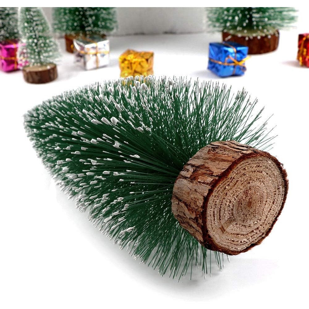 Brad artificial de craciun, ornament pentru masa, pe suport lemn, 20 cm inaltime, Argintiu - vivimall.ro