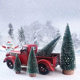 Brad artificial de craciun, ornament pentru masa, pe suport lemn, 20 cm inaltime, Verde inzapezit - vivimall.ro