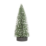 Brad artificial de craciun, ornament pentru masa, pe suport lemn, 15 cm inaltime, Verde inzapezit - vivimall.ro