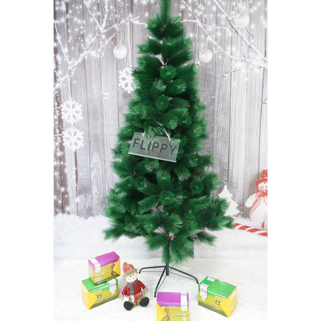 Brad artificial de Craciun tip pin, inaltime 180 cm, 260 ramuri cu ace 3D 12 cm, Vivimall, verde, suport metalic inclus - vivimall.ro