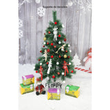 Brad artificial de Craciun tip pin inzapezit, inaltime 150 cm, diametru 85 cm, 160 ramuri cu ace 3D 12 cm, Vivimall, verde cu varfuri ninse, suport metalic inclus - vivimall.ro