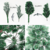 Brad artificial de Craciun tip pin inzapezit, inaltime 150 cm, diametru 85 cm, 160 ramuri cu ace 3D 12 cm, Vivimall, verde cu varfuri ninse, suport metalic inclus - vivimall.ro