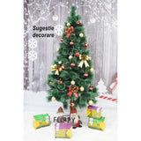 Brad artificial de Craciun tip pin nins, pentru interior/exterior, inaltime 210 cm, Vivimall, verde, suport metalic inclus - vivimall.ro