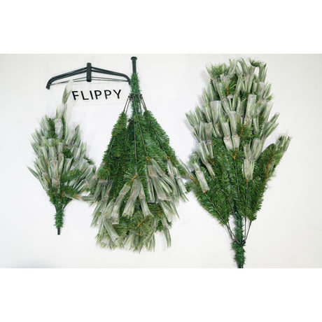 Brad artificial de Craciun tip pin, pentru interior/exterior, inaltime 210 cm, diametru 125 cm, 980 ramuri, Vivimall, verde, suport metalic inclus - vivimall.ro