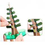 Brad de hârtie Crăciun 16.5x9.5x9.5 cm, vedere laterală cu coroană verde și cristale decorative