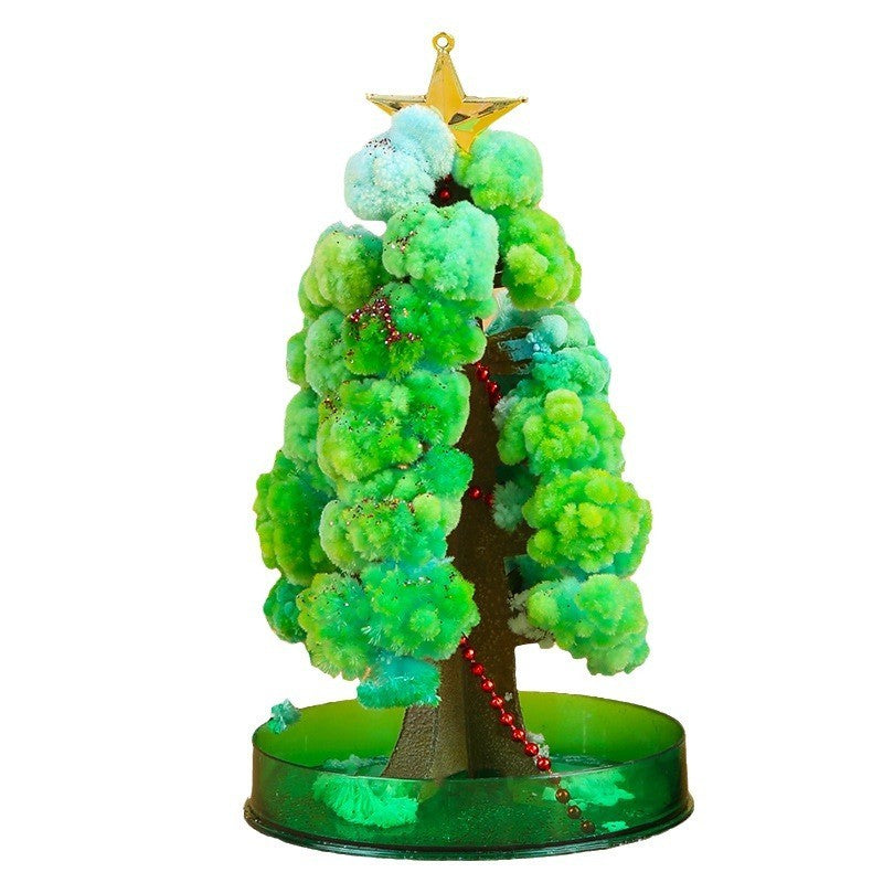 Brad Copac de Hartie Infloritor pe Apa, Flippy, Jucarie Brad Magic Infloritor de Craciun, Crestere Lenta in 8-24 h, Decoratiune de Craciun, 16.5 x 9.5 x 9.5 cm, Verde - vivimall.ro