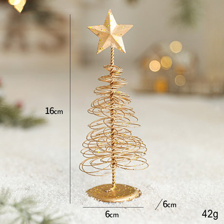 Brad de Craciun Ornament, Flippy, Decoratiune Brad micut din Metal, inaltime 16 x 6.5 x6.5 cm, Ornament de Craciun, Auriu - vivimall.ro
