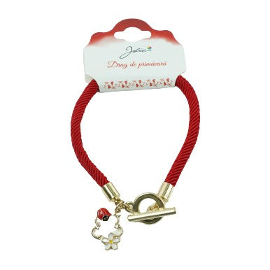 Martisor Bratara Aurie Jolie Buburuza pe Floare - vivimall.ro