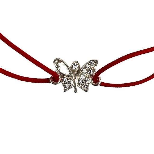 Brățară Șnur Reglabil Argint 925 Fluture cu Pietre 0.6g | Jolie Silver