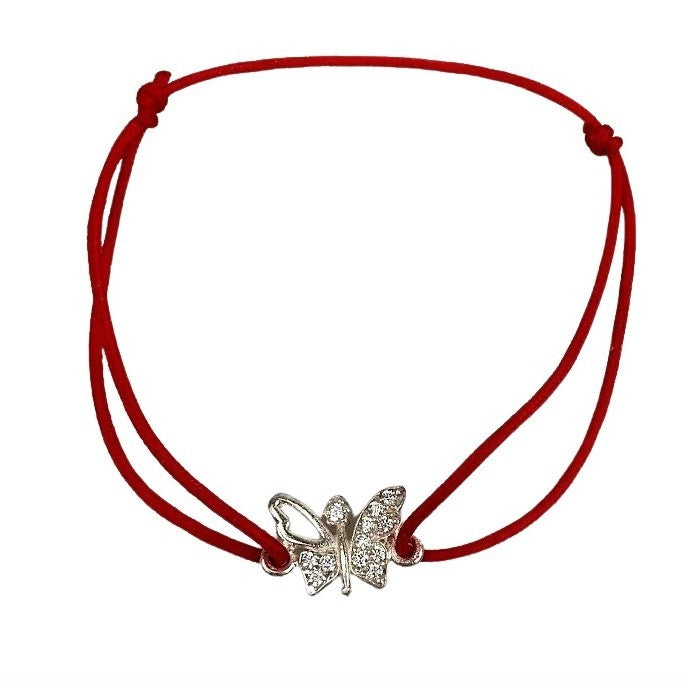 Bratara Snur Reglabil, Argint 925, Fluture Cu Pietre, Jolie Silver, 0.6 g, 1.5 cm x 1 cm - vivimall.ro