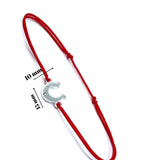 Bratara cu Snur Rosu, Argint 925, Potcoava, Jolie Silver, 0.6 g, 10x15 mm - vivimall.ro