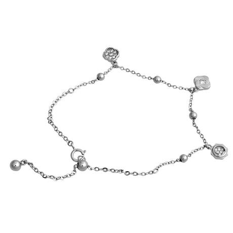 Bratara din Argint 925, model Trifoi si Triunghi cu Zirconii