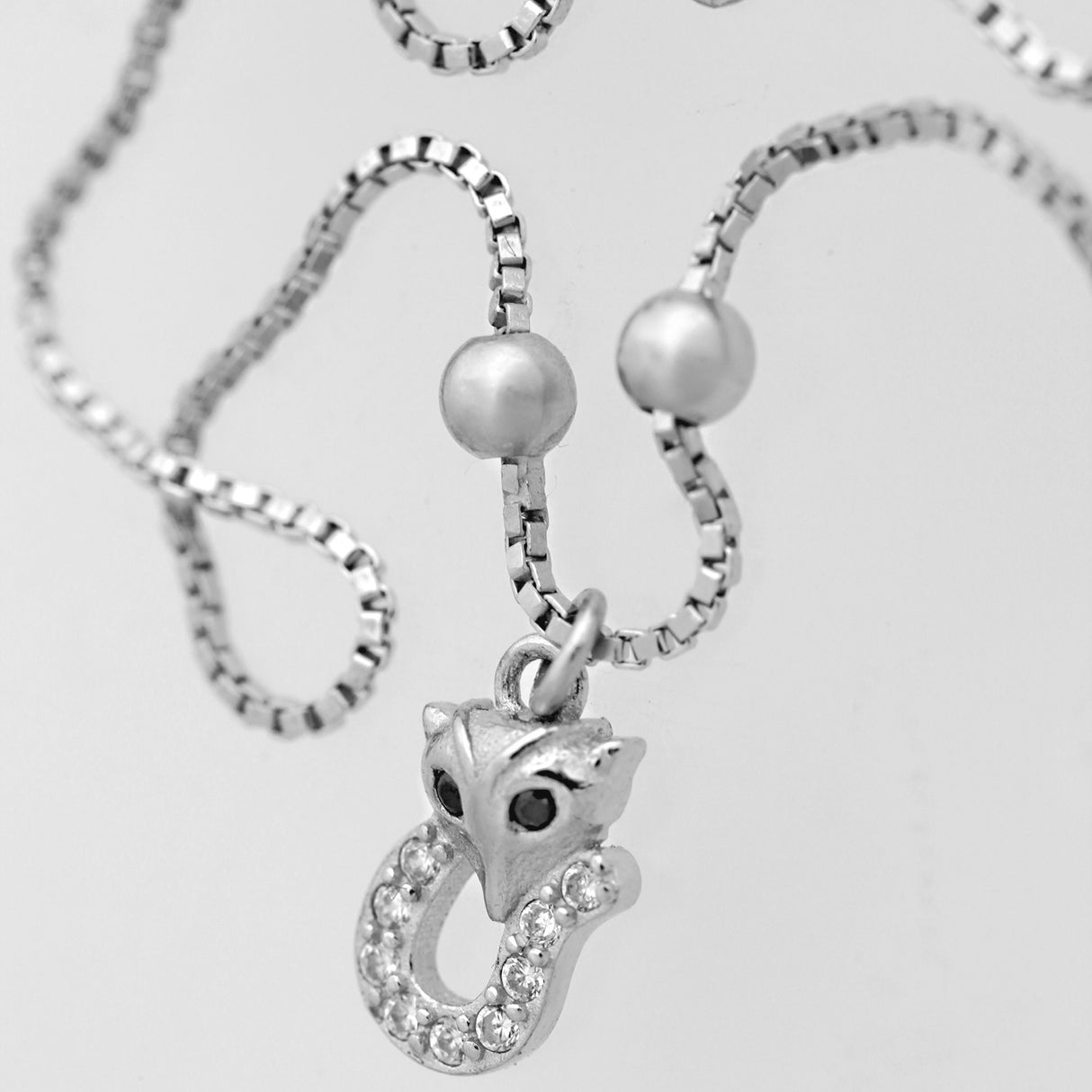 Bratara din Argint 925 rodiata cu pandantiv pisica