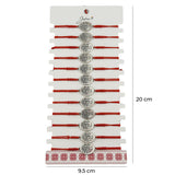 Bratara Martisor pentru Dama, Jolie, Model Copac Rotund, Set 12 bucati, Pandativ Argintiu din Inox cu Snur Rosu Ajustabil - vivimall.ro