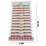 Bratara Martisor pentru Dama, Jolie, Model Aripa, Set 12 bucati, Pandativ din Inox Auriu, Snur Ajustabil Impletit, Rosu - vivimall.ro