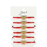 Bratara Martisor Pentru Dama, Jolie, Model Fluture, Set 12 Bucati, Pandativ din Aliaj cu Print, Snur Ajustabil Impletit, Multicolor - vivimall.ro