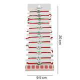 Bratara Martisor pentru Dama, Jolie, Model Inima in Floare, Set 12 bucati, Pandativ Argintiu din Inox cu Snur Rosu Ajustabil - vivimall.ro