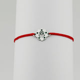 Bratara Martisor pentru Dama, Jolie, Model Inima in Floare, Set 12 bucati, Pandativ Argintiu din Inox cu Snur Rosu Ajustabil - vivimall.ro