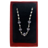 Bratara pentru Copii, Jolie, Argint 925, Model Inima, cu Email si Zirconiu, 22 cm/4.4g Argintiu/Albastru inchis/Alb - vivimall.ro