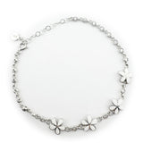 Bratara pentru Copii, Jolie, Argint 925, Model Floare, cu Email si Zirconiu, 22 cm/4.4g Argintiu/Alb - vivimall.ro