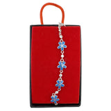 Bratara pentru Dama Copii, Jolie, Argint 925, Model Floare Albastra, cu Email si Zirconiu, Argintiu - vivimall.ro