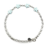 Bratara pentru Copii, Jolie, Argint 925, Model Floare, cu Email si Zirconiu, 22 cm/4.4g Argintiu/Albastru deschis - vivimall.ro