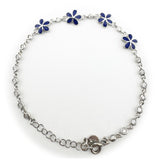 Bratara pentru Copii, Jolie, Argint 925, Model Floare, cu Email si Zirconiu, 22 cm/4.4g Argintiu/Bluemarin - vivimall.ro