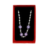 Bratara pentru Copii, Jolie, Argint 925, Model Floare cu Piatra, cu Email si Zirconiu, 22 cm/4.4g Argintiu/Mov - vivimall.ro
