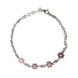 Bratara pentru Copii, Jolie, Argint 925, Model Floare, cu Email si Zirconiu, 22 cm/4.4g Argintiu/Roz - vivimall.ro