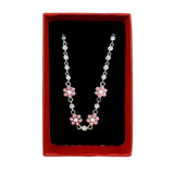Bratara pentru Copii, Jolie, Argint 925, Model Floare, cu Email si Zirconiu, 22 cm/4.4g Argintiu/Roz - vivimall.ro