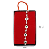 Bratara pentru Copii, Jolie, Argint 925, Model Floare cu Piatra, cu Email si Zirconiu, 22 cm/4.4g Argintiu/Verde - vivimall.ro