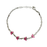 Bratara pentru Copii, Jolie, Argint 925, Model Fluture, cu Email si Zirconiu, 22 cm/4.4g Argintiu/Roz deschis - vivimall.ro