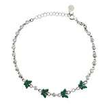 Bratara pentru Copii, Jolie, Argint 925, Model Fluture, cu Email si Zirconiu, 22 cm/4.4g Argintiu/Verde - vivimall.ro