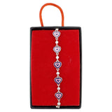 Bratara pentru Copii, Jolie, Argint 925, Model Inima, cu Email si Zirconiu, 22 cm/4.4g Argintiu/Mov - vivimall.ro