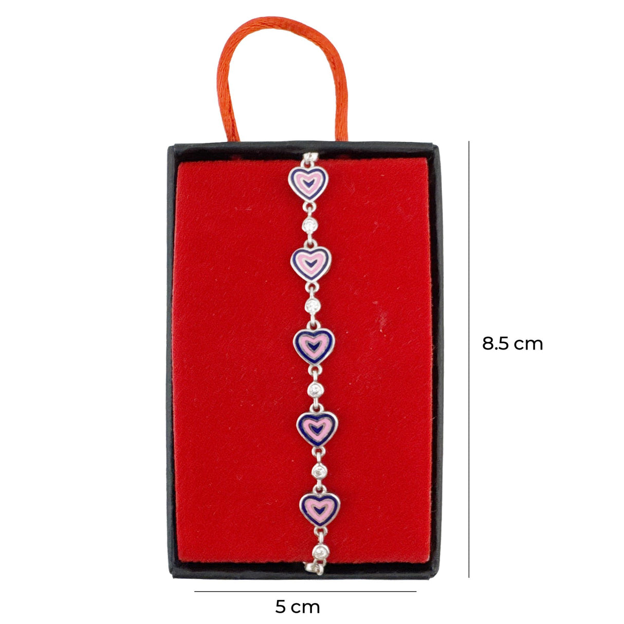 Bratara pentru Copii, Jolie, Argint 925, Model Inima, cu Email si Zirconiu, 22 cm/4.4g Argintiu/Mov - vivimall.ro