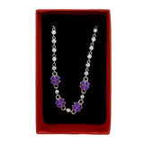 Bratara pentru Copii, Jolie, Argint 925, Model Trifoi, cu Email si Zirconiu, 22 cm/4.4g Argintiu/Mov - vivimall.ro