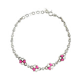 Bratara pentru Copii, Jolie, Argint 925, Model Trifoi, cu Email si Zirconiu, 22 cm/4.4g Argintiu/Roz/Alb - vivimall.ro