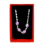 Bratara pentru Copii, Jolie, Argint 925, Model Trifoi, cu Email si Zirconiu, 22 cm/4.4g Argintiu/Roz/Mov - vivimall.ro