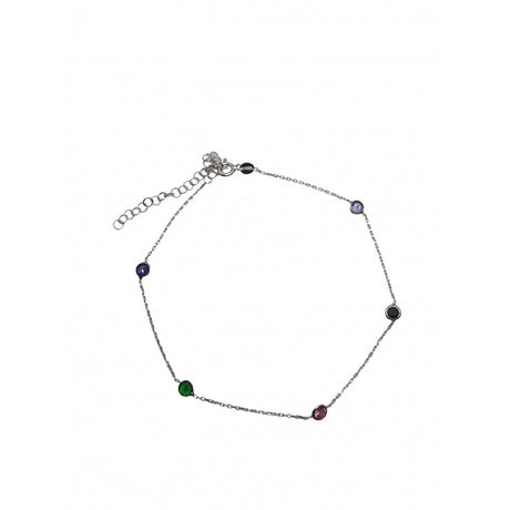 Bratara Pentru Picior Din Argint 925, Bilute Cu Zirconii Colorate - vivimall.ro