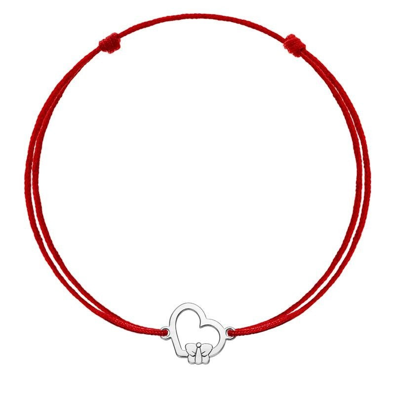 Bratara Snur Reglabil, Argint 925, Inima cu Fluture, Jolie Silver, 0.5 g, 1.5 cm x 1 cm - vivimall.ro