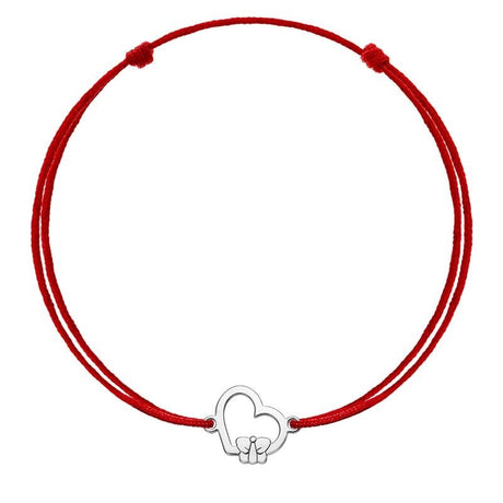 Bratara Snur Reglabil, Argint 925, Inima cu Fluture, Jolie Silver, 0.5 g, 1.5 cm x 1 cm - vivimall.ro