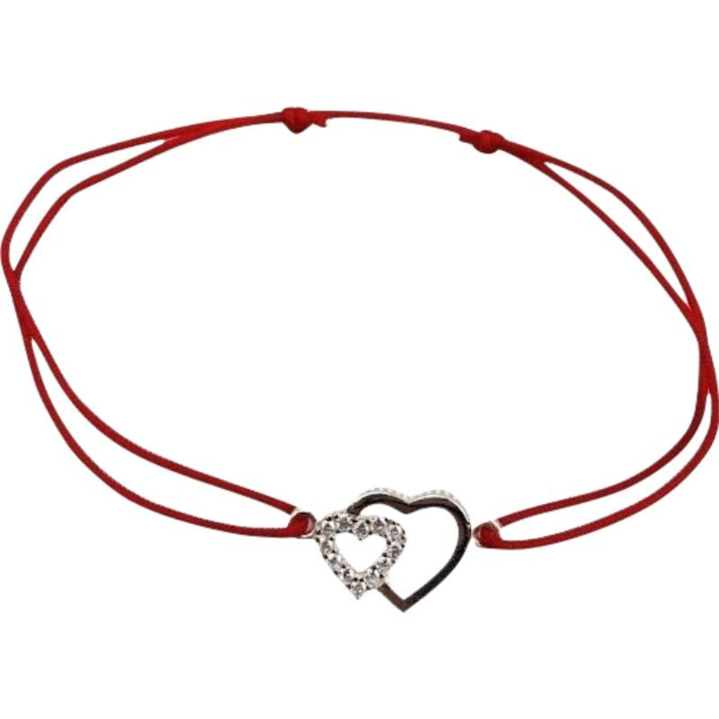 Bratara Snur Reglabil, Argint 925, Inimi Alaturate Cu Pietre, Jolie Silver, 0.6 g, 2 cm x 1 cm - vivimall.ro