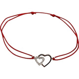 Bratara Snur Reglabil, Argint 925, Inimi Alaturate Cu Pietre, Jolie Silver, 0.6 g, 2 cm x 1 cm - vivimall.ro