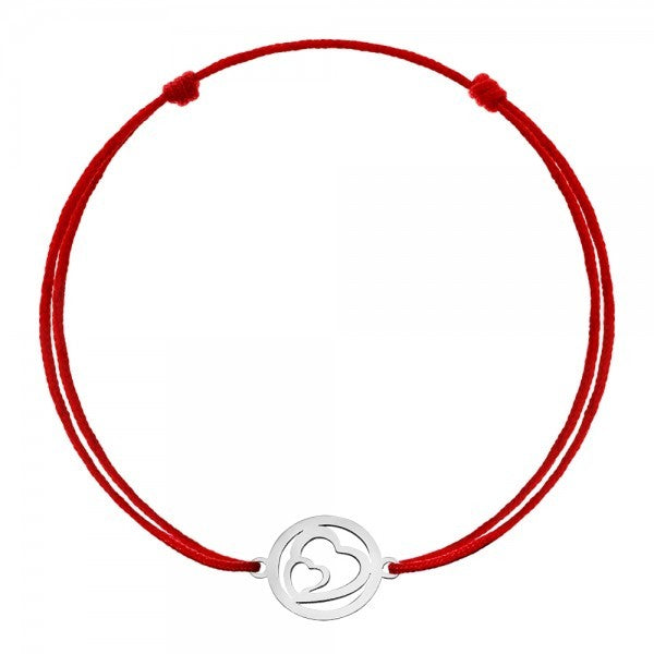 Bratara Snur Reglabil, Argint 925, Inimi in Cerc, Jolie Silver, 0.6 g, 1 cm x 1 cm - vivimall.ro