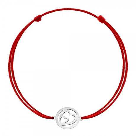 Bratara Snur Reglabil, Argint 925, Inimi in Cerc, Jolie Silver, 0.6 g, 1 cm x 1 cm - vivimall.ro