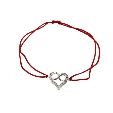 Bratara Snur Reglabil, Argint 925, Infinit In Inima Cu Zirconii, Jolie Silver, 1 g, 2 cm x 1.5 cm - vivimall.ro