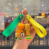 Breloc Chei, Flippy, Model Leopard, Mascota de Fotbal, Cupa Mondiala, Accesoriu Pentru Chei si Rucsac, Cauciuc Moale, 26 g, 6.2 x 3.4 cm, Verde - vivimall.ro