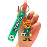 Breloc Chei, Flippy, Model Leopard, Mascota de Fotbal, Cupa Mondiala, Accesoriu Pentru Chei si Rucsac, Cauciuc Moale, 26 g, 6.2 x 3.4 cm, Verde - vivimall.ro