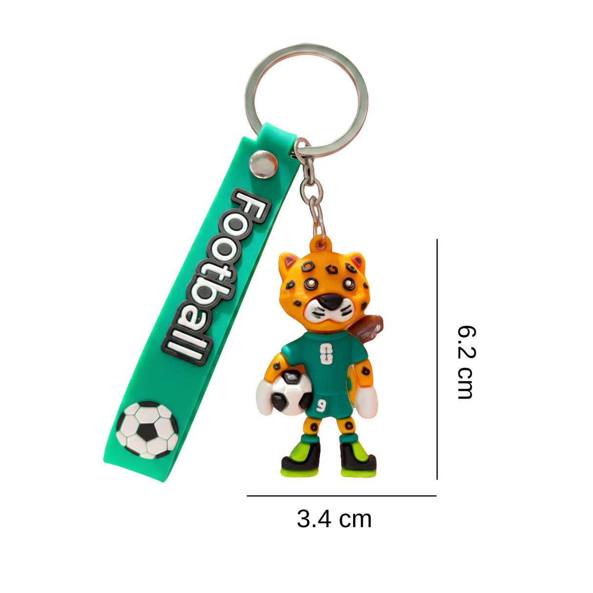 Breloc Chei, Flippy, Model Leopard, Mascota de Fotbal, Cupa Mondiala, Accesoriu Pentru Chei si Rucsac, Cauciuc Moale, 26 g, 6.2 x 3.4 cm, Verde - vivimall.ro