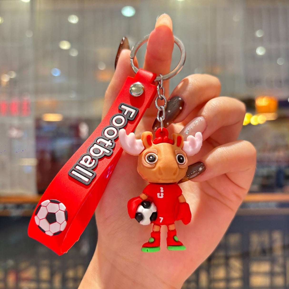 Breloc Chei, Flippy, Model Cerb, Mascota de Fotbal, Cupa Mondiala, Accesoriu Pentru Chei si Rucsac, Cauciuc Moale, 26 g, 6.2 x 3.4 cm, Rosu - vivimall.ro